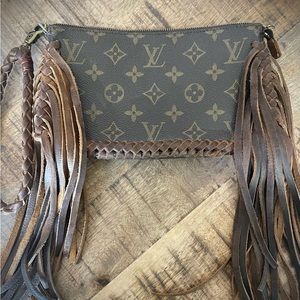 Vintage authentic upcycled Louis Vuitton wristlet